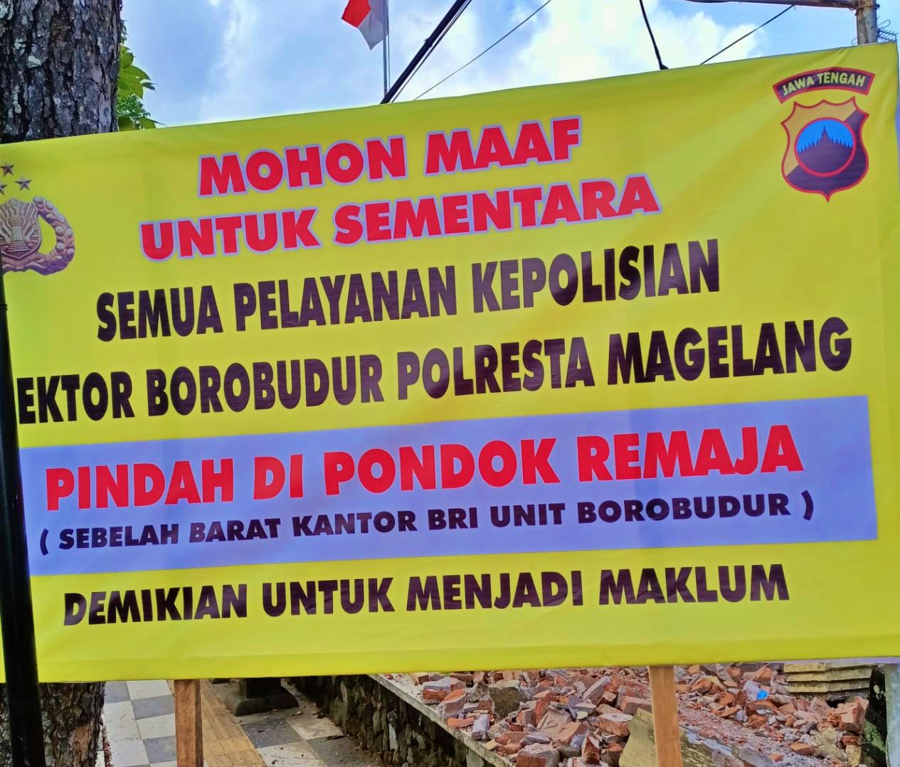 Pembangunan Kantor, layanan Polsek Borobudur pindah sementara