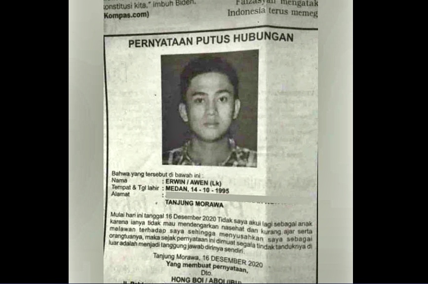 selebaran menunjukan seorang pria dicoret dari KK viral