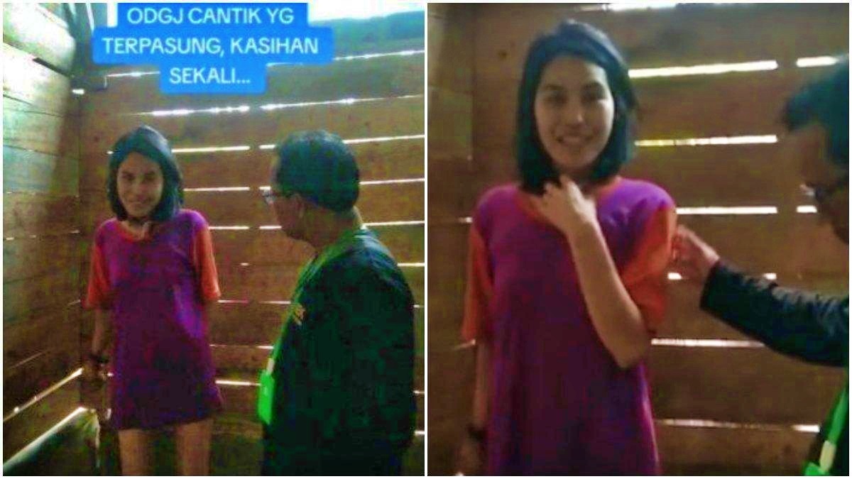 tangkapan layar video Viral sosok gadis ODGJ berparas cantik