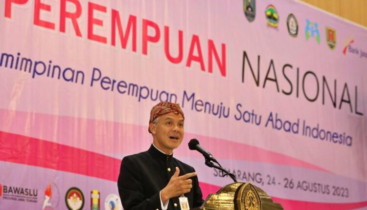 Gubernur Jawa Tengah Ganjar Pranowo saat hadiri Kongres Perempuan Nasional