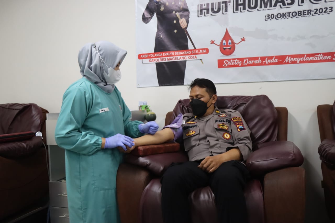 Polres Magelang Kota Gelar Donor Darah Peringati HUT ke-72 Humas Polri