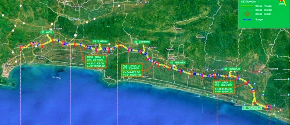 Peta pembangunan Jalan Tol Jogja Cilacap