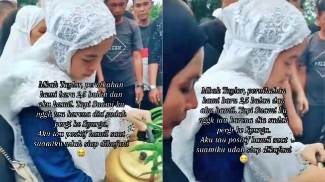 Tangkapan layar video Viral Wanita Tahu Sedang Hamil Saat Suami akan dikubur karena meninggal dunia_foto tiktok
