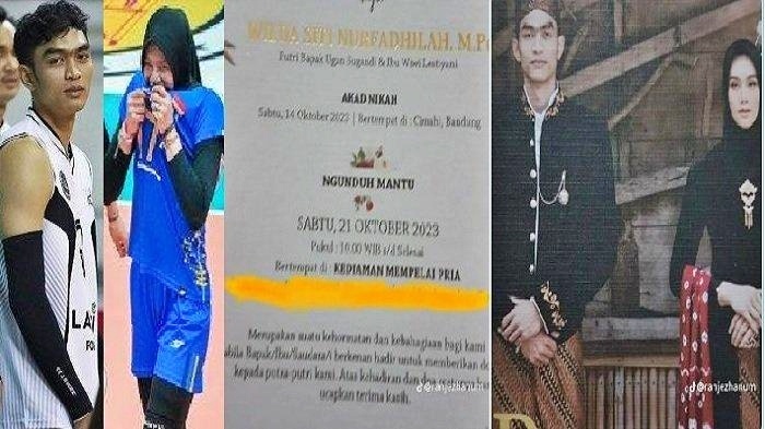 Foto Doni dan Wilda undangan menikah di Magelang. Undangan resepsi Doni Haryono dan Wilda Nurfadhilah beredar di media sosial, acara bahagia pasangan atlet voli digelar di dua tempat Oktober ini termasuk di Magelang