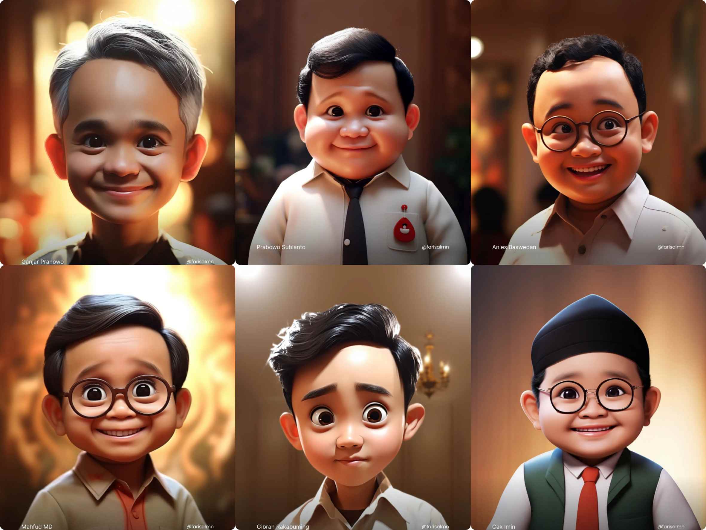 Kreativitas warganet bikin foto AI capres dan Cawapres sangat lucu_ foto instagram @farisalmn