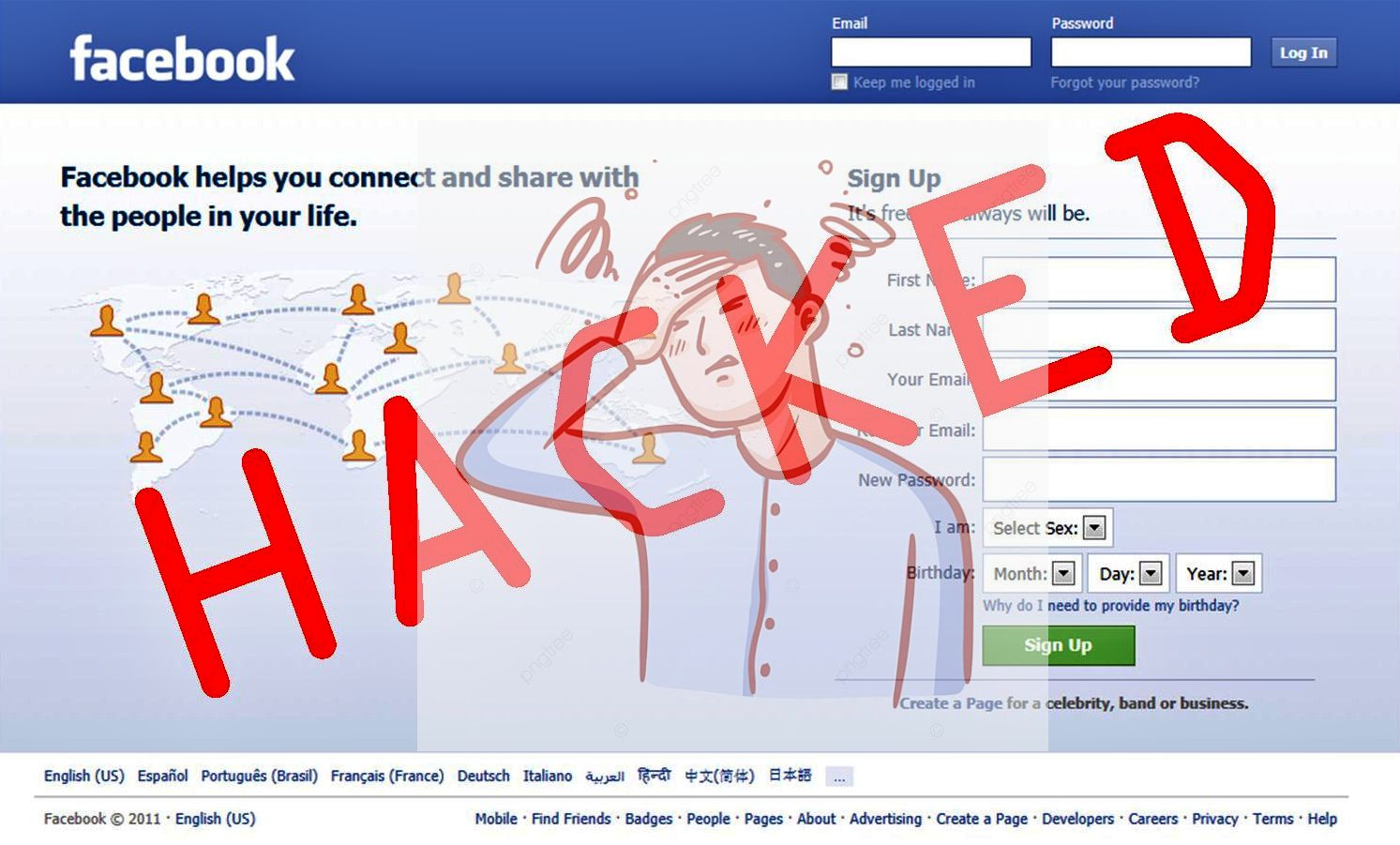 ilustrasi facebook dibajak atau dihack