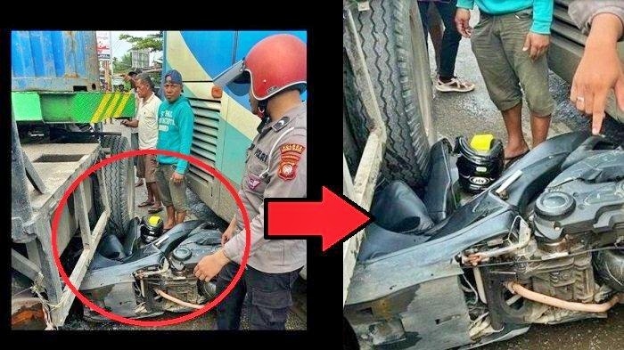 Polisi ini rela ganjar Bus dengan sepeda motor untuk hindari kecelakaan beruntun