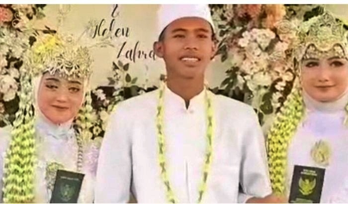 tangkapan layar video seorang pria nikahi dua gadis sekaligus viral