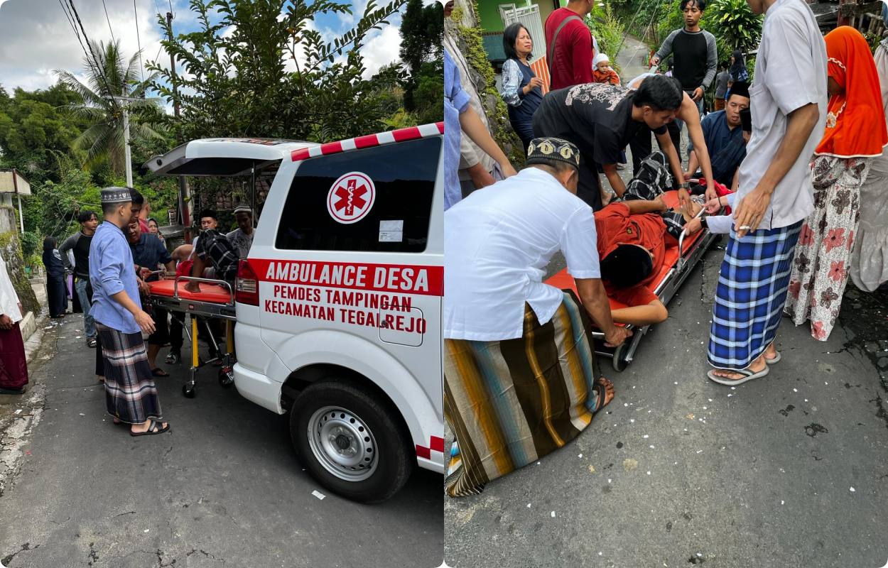 Seorang warga cacat kaki terkena petasan rentengan di Magelang