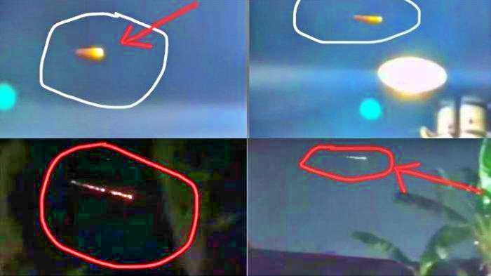 tangkapan layar beberapa video benda asing diduga meteor jatuh lintasi langit Jogja