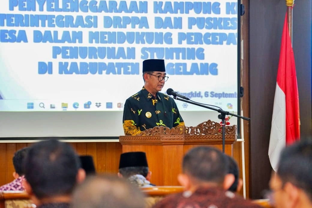 : Pj Bupati Magelang saat memberikan arahan pada rakor evaluasi penyelenggaraan Kampung KB terintegrasi DRPPA dan Puskesos