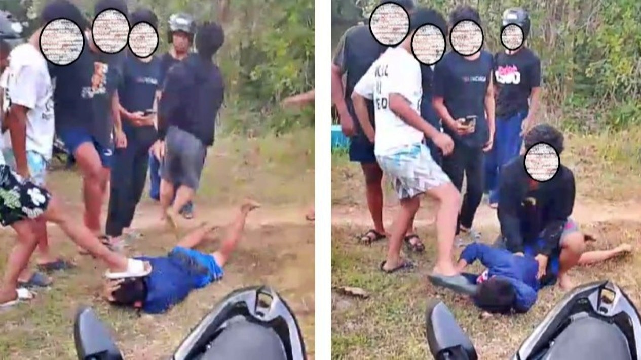 tangkapan layar video perundungan di TKP suasana penjemputan diduga pelaku di sekolah dan suasana di Polres Purworejo