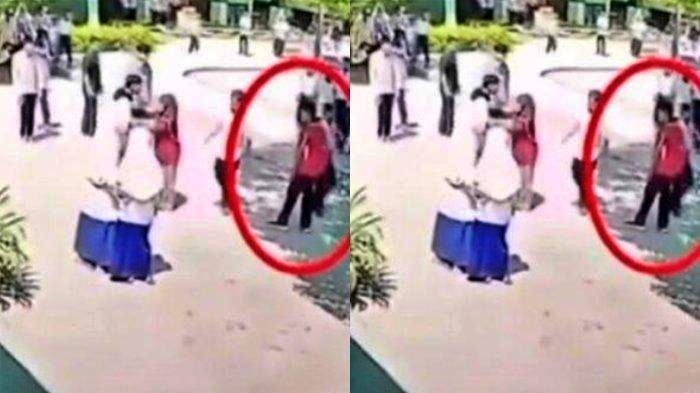 tangkapan layar video seorang guru Dipukuli Keluarga Murid, Sekolah sampai Libur karena Takut Diintimidasi