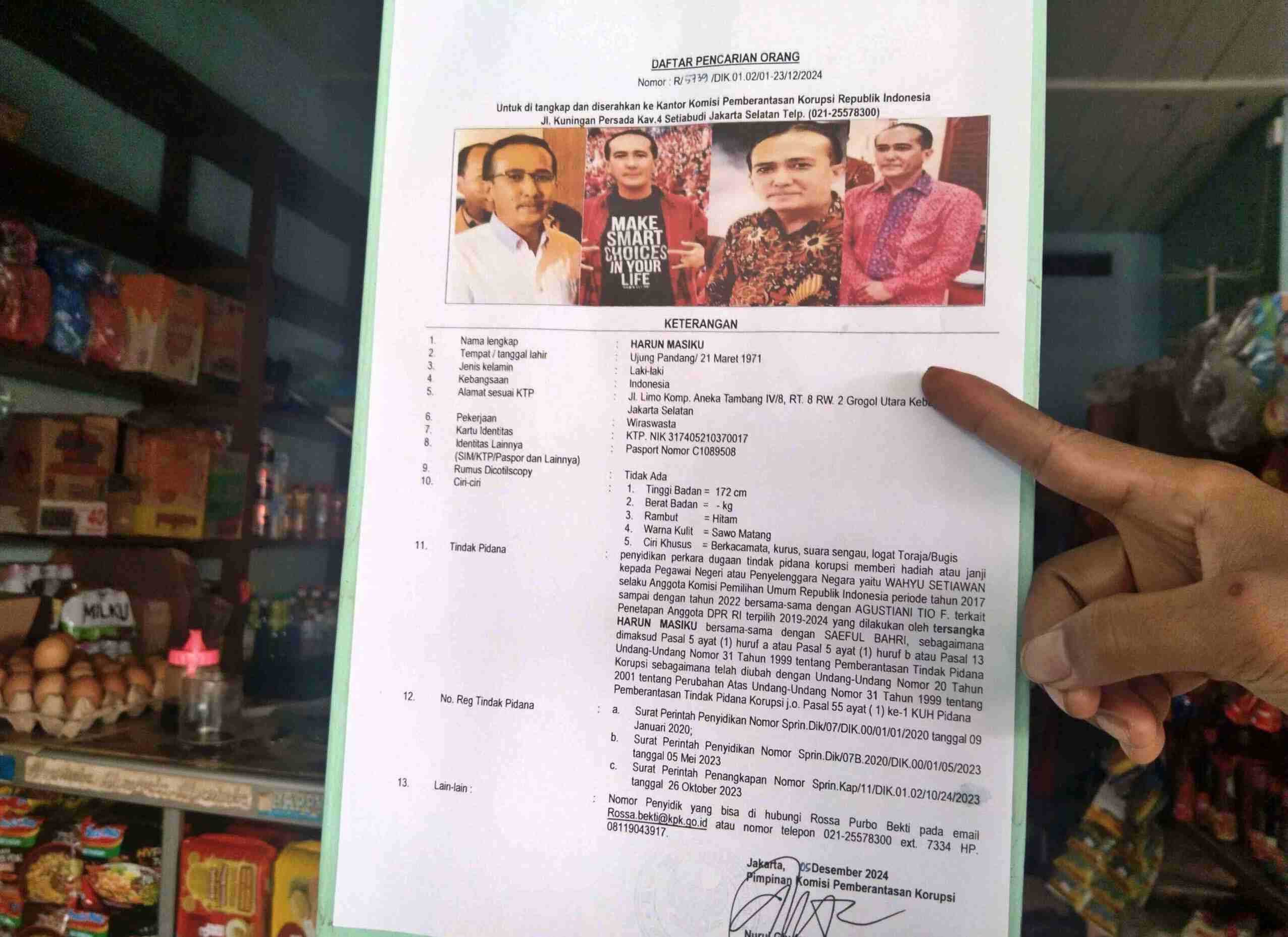 Poster Buronan DPO Harun Masiku