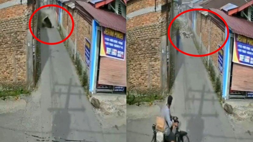 Tangkapan layar video tembok spbu roboh timpa pejalan kaki