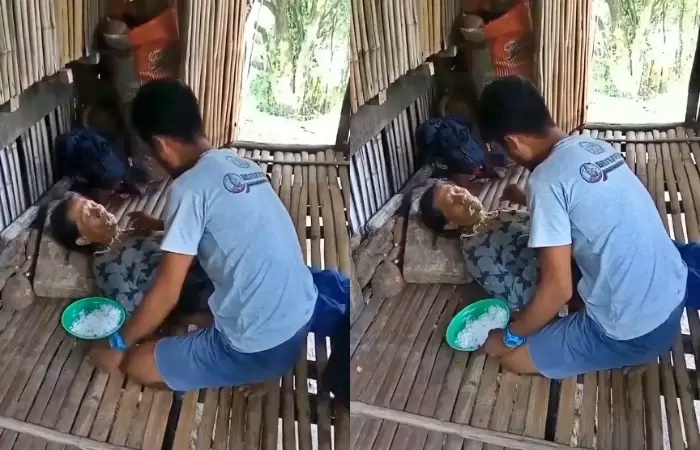 Viral seorang pria nekat kencingi wajah ibunya_foto tangkapan layar video X @folkshittmedia