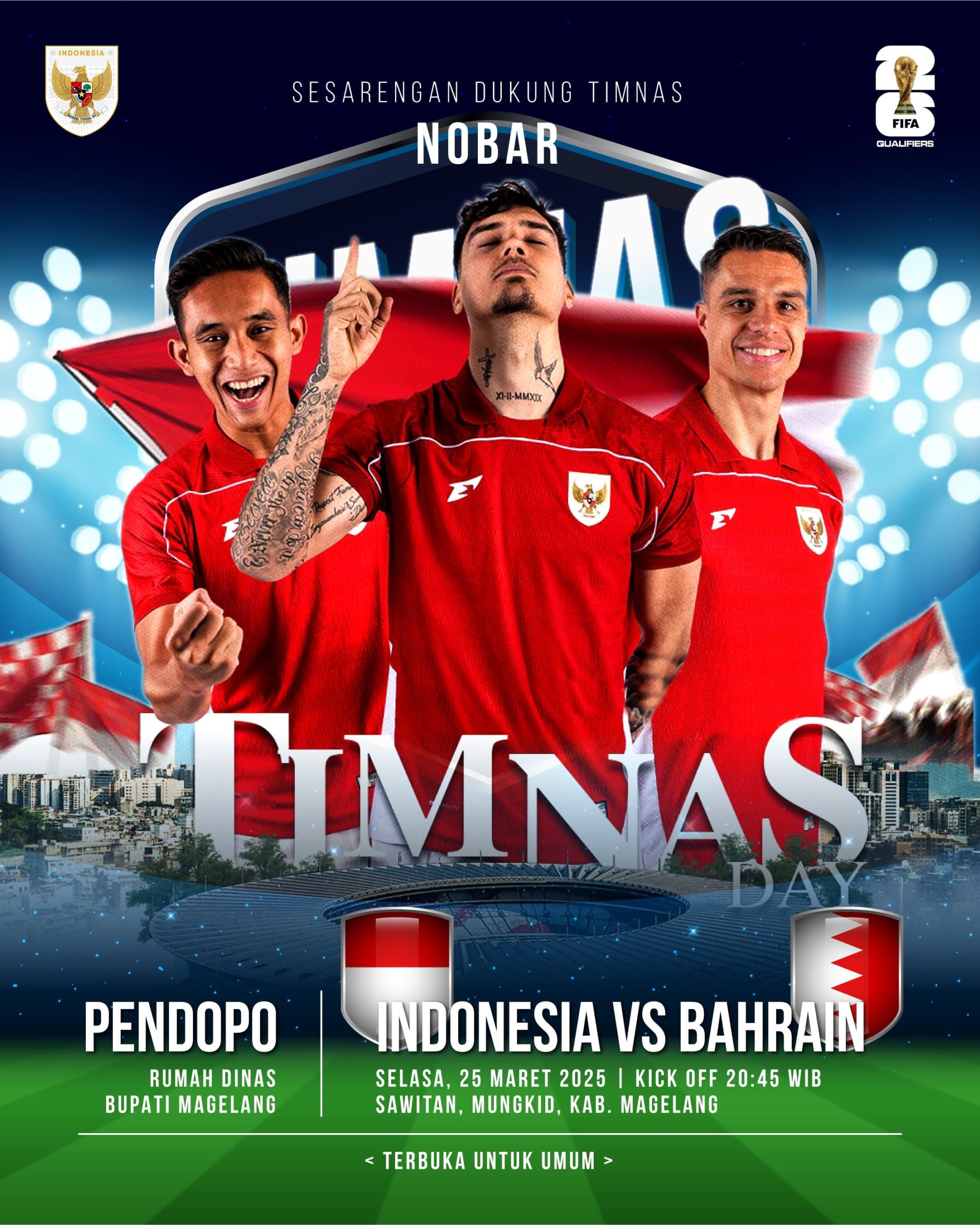 Jangan Lewatkan! Nobar Timnas Indonesia vs Bahrain di Rumah Dinas Bupati Magelang