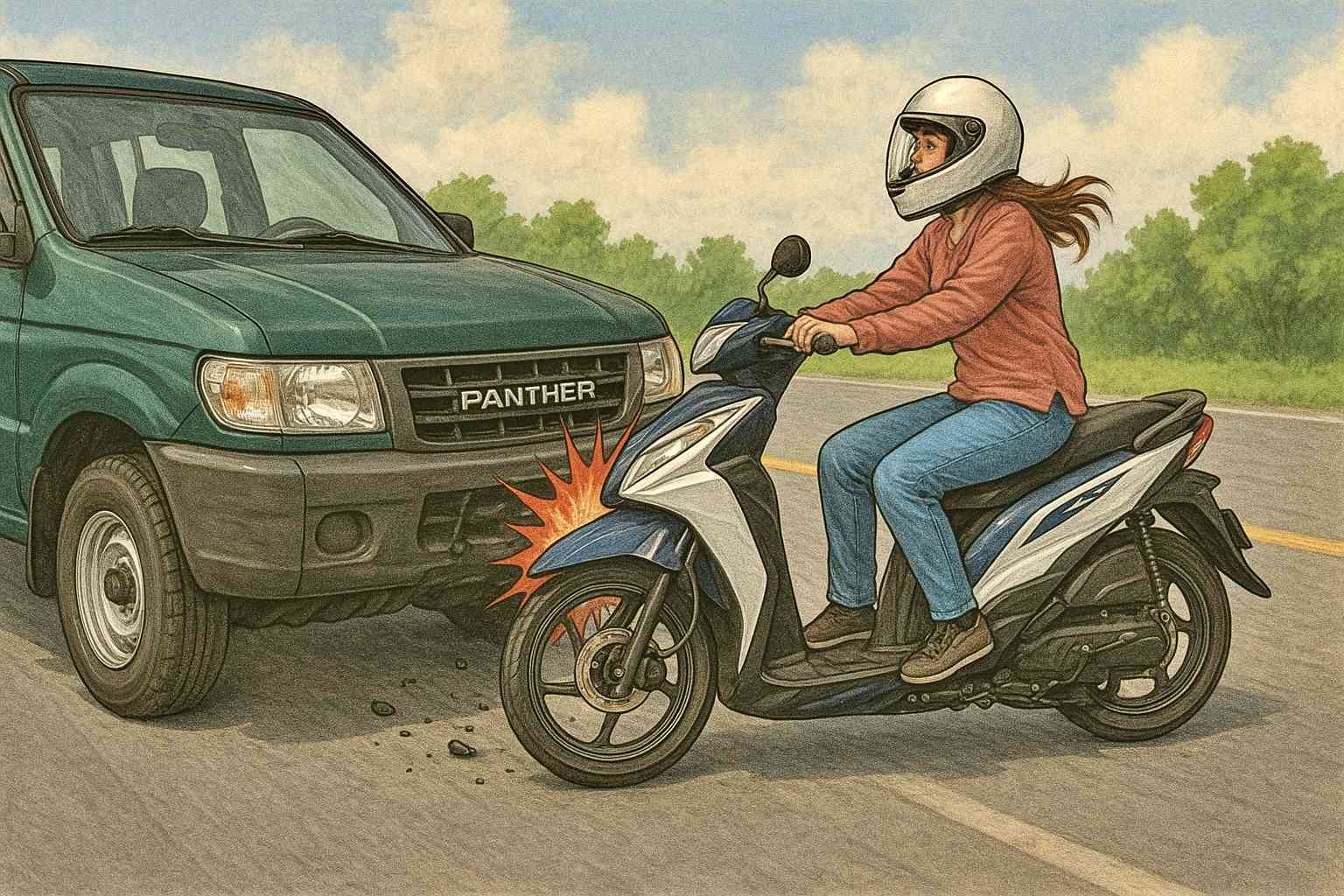 ILUSTRASI_ Kecalakaan adu banteng mobil dan sepeda motor di Pakis Magelang