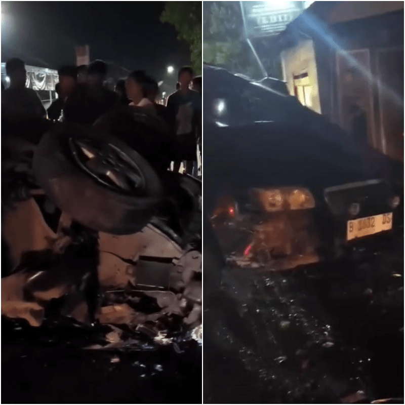 Tangkapan layar video sebuah kecelakaan tunggal Mobil di Margoyoso Salaman Magelang