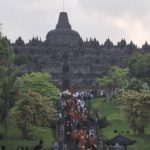 Puluhan biksu yang menjalani Thudong telah tiba di Candi Borobudur, Kabupaten Magelang pada Sabtu (10/5/2025).