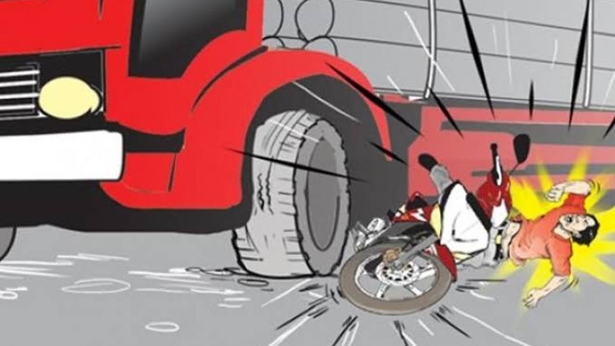 ilustrasi kecelakaan sepeda motor dan truk