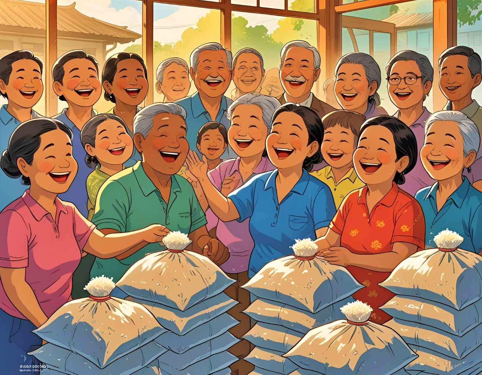 ilustrasi Masyarakat menerima Banson Beras dengan total anggaran Pemerintah RI Rp 5 Triliun