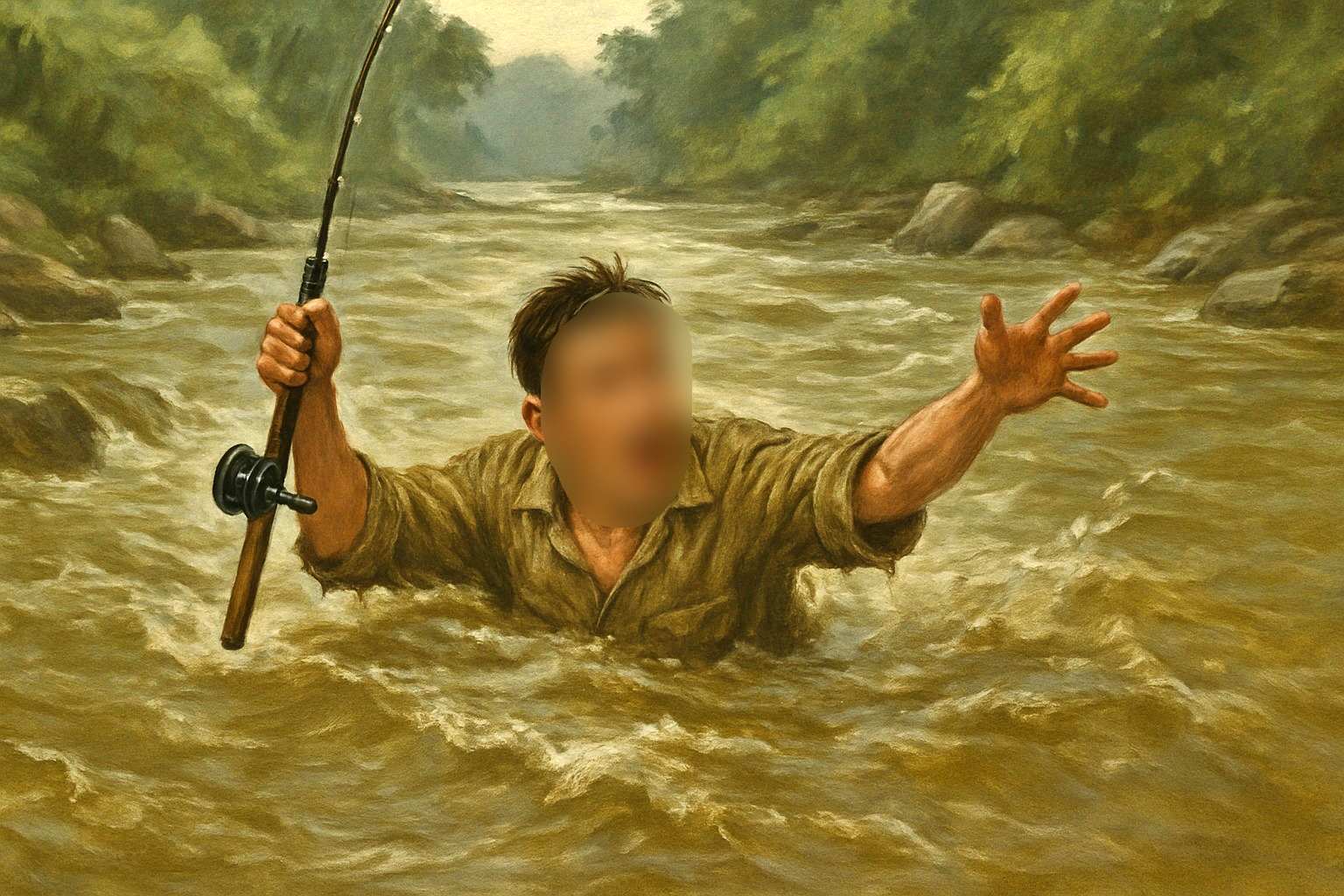 ilustrasi pemancing di Magelang Hanyut di Sungai Progo