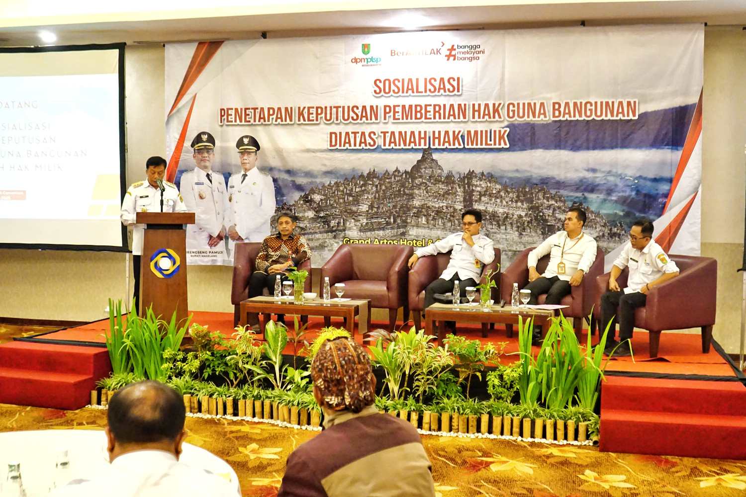 Wakil Bupati Magelang Sahid saat menghadiri sekaligus membuka acara sosialisasi penetapan keputusan pemberian Hak Guna Bangunan (HGB) di atas tanah hak milik untuk tingkatkan investasi