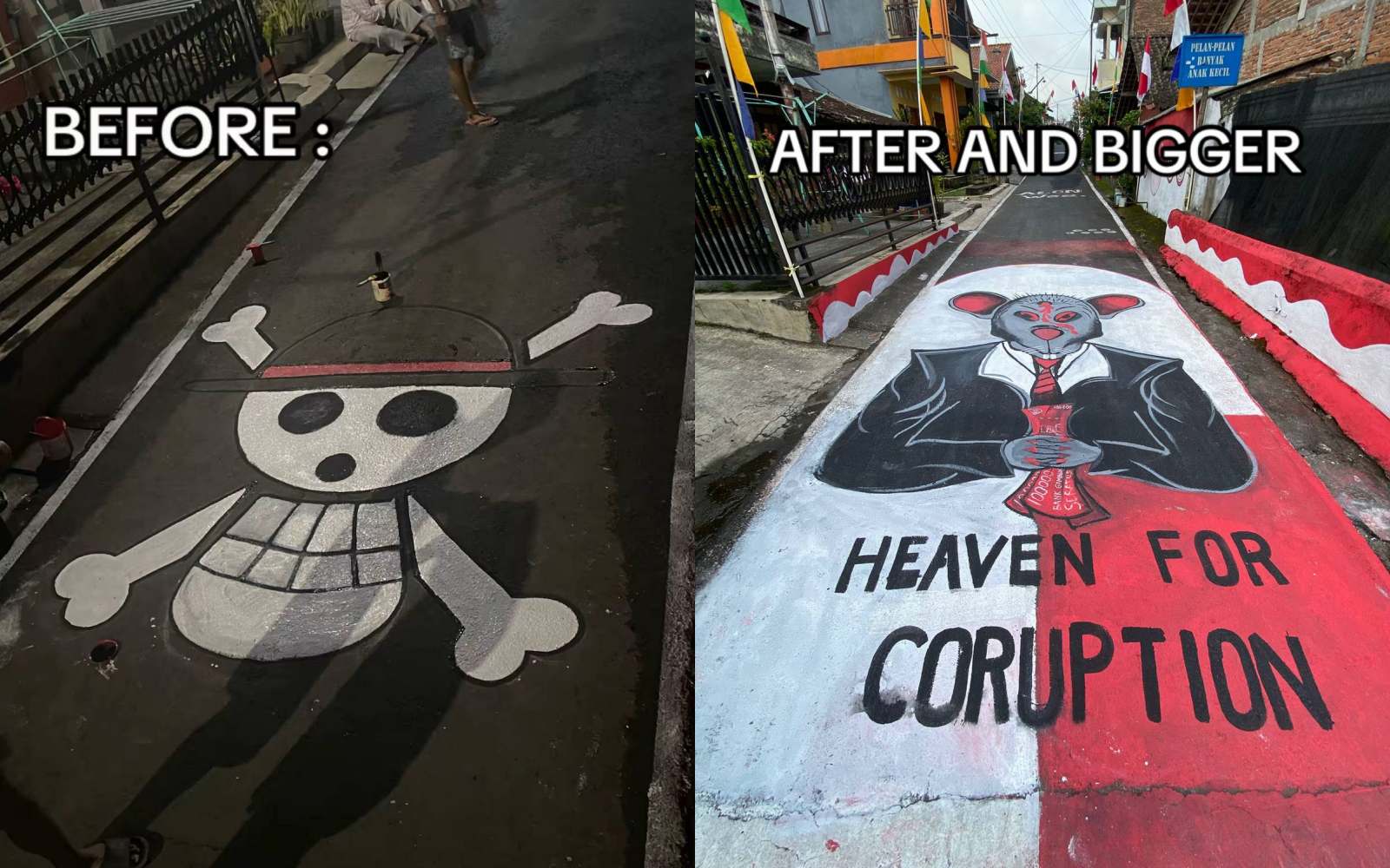Mural One Piece diubah jadi Tikus Berdasi_foto remajajurang.bandongan