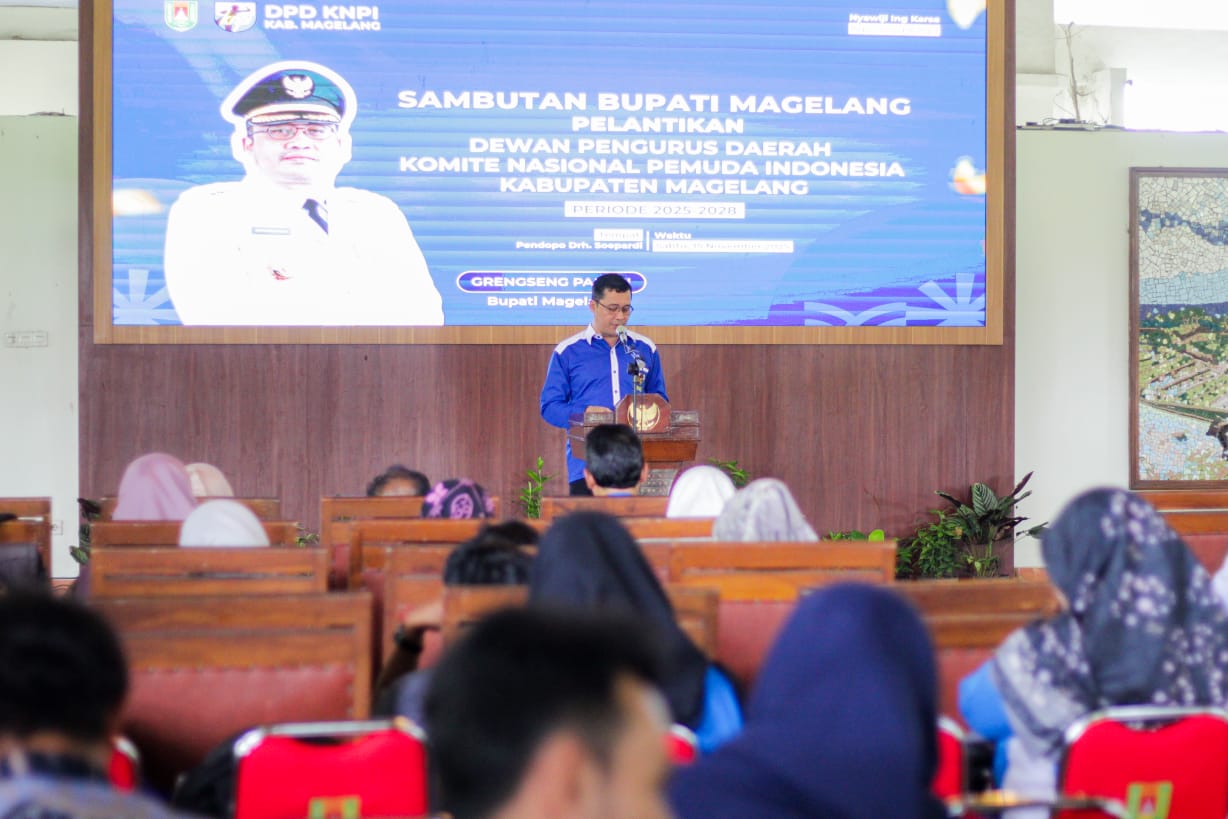 Bupati Magelang Saat Sambutan di Pelantikan DPD KNPI Kabupaten Magelang