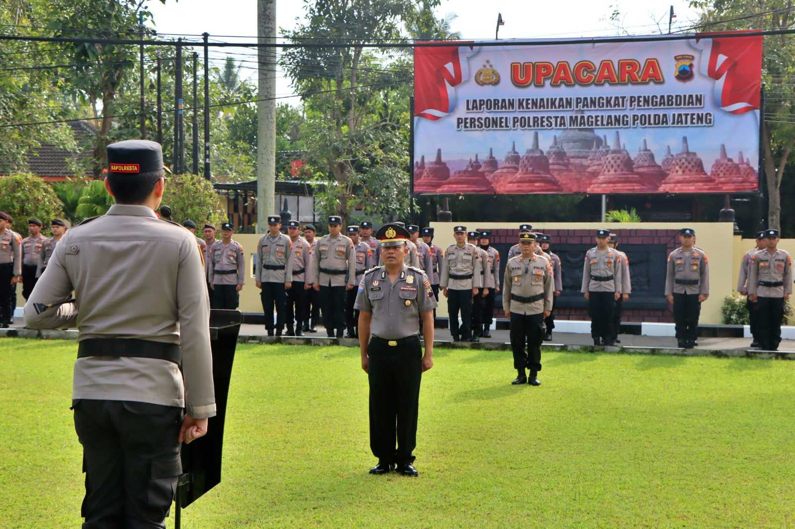 Kapolresta Magelang Pimpin Upacara Kenaikan Pangkat Pengabdian, Ipda Supardi Naik Pangkat Jelang Purna Tugas