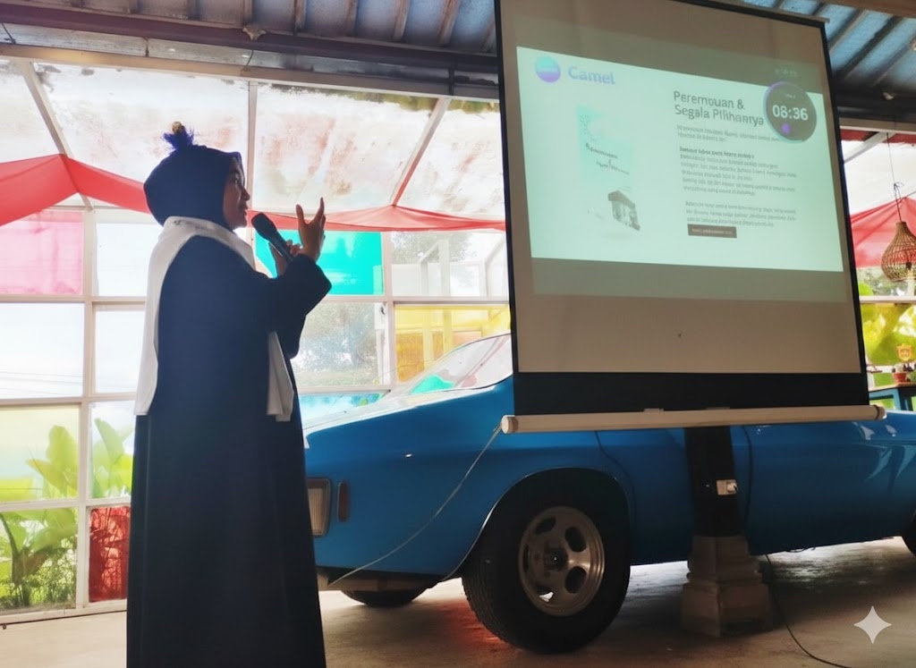 Salah Satu peserta Cipta Karya Camel saat presentasi tulisannya untuk buku dan jadi juara 3.jpg