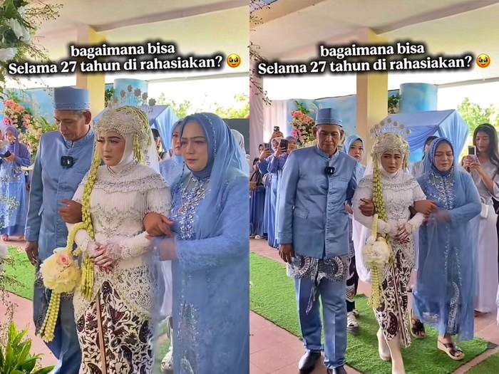Tangkapan layar video Pengantin viral karena baru tahu ayahnya bukan ayah kandung saat menikah