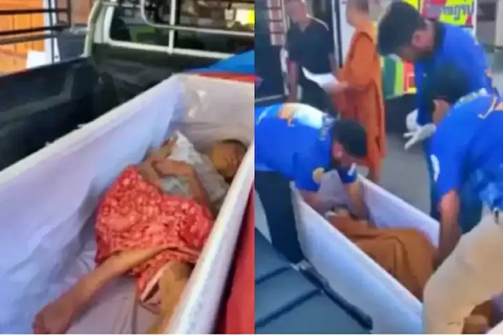Wanita 65 tahun di Thailand dikira sudah meninggal dan ditempatkan di dalam peti mati untuk dikremasi. Namun, dia tiba-tiba membuka mata dan mengetuk peti matinya. Foto_NDTV