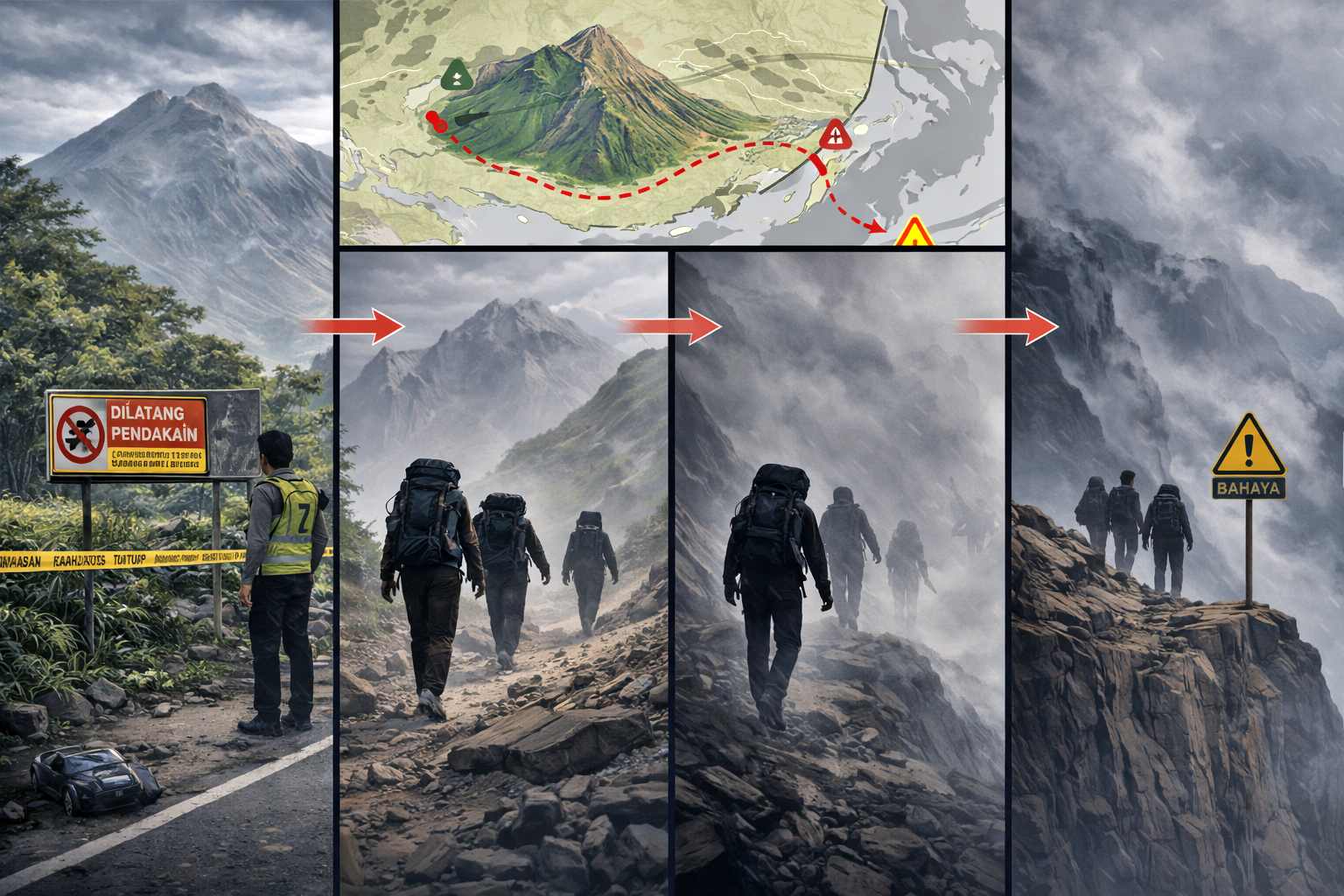 ilustrasi pendaki ilegal Gunung Merapi