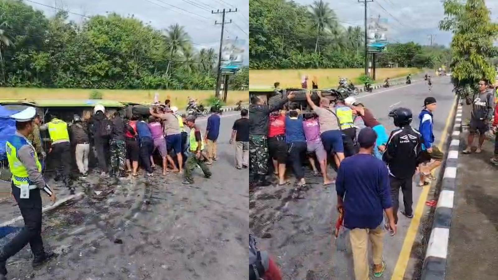 Tangkapan layar video kecelakaan truk tabrak penggembala bebek di Para Mungkid