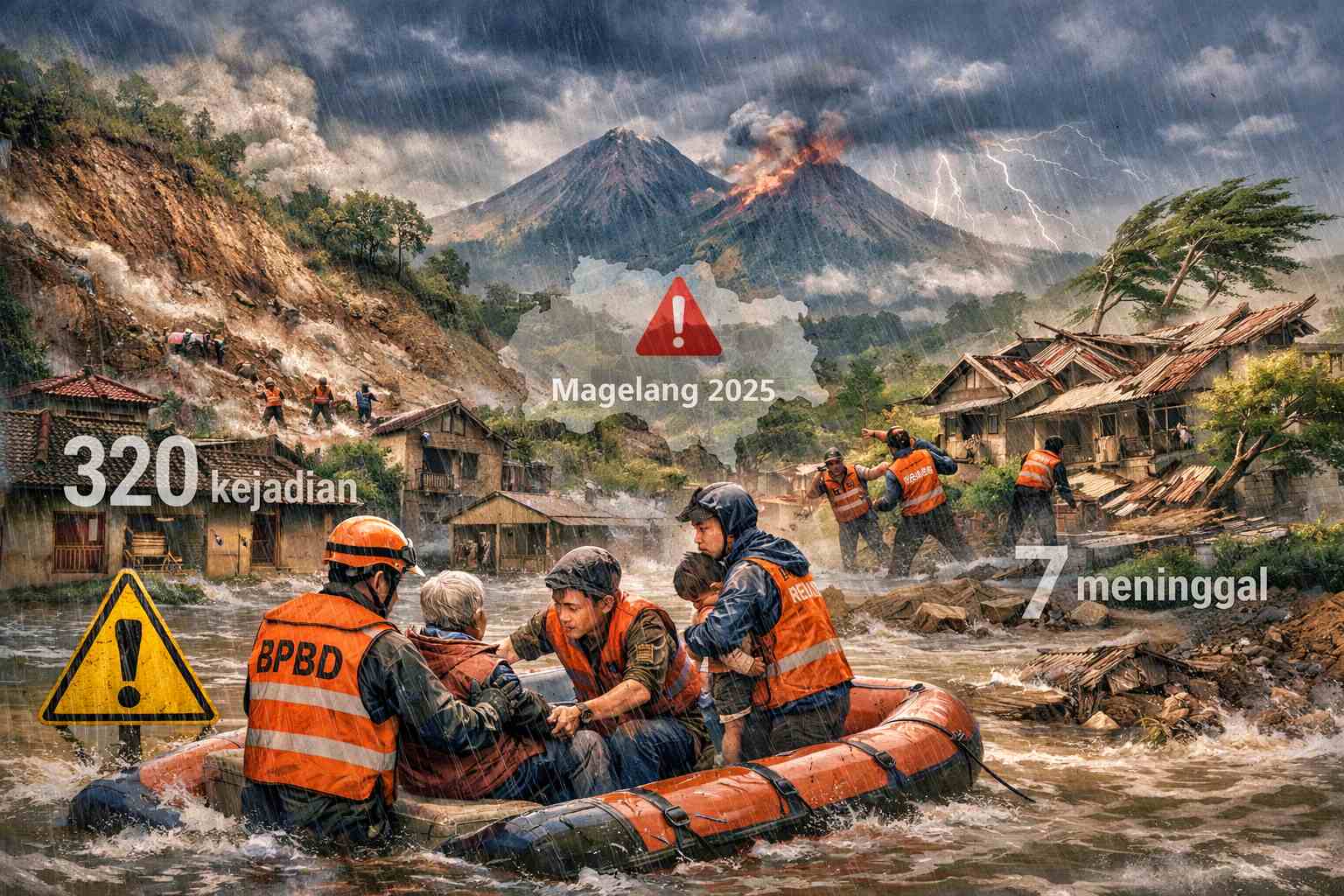ilustrasi Bencana Alam Di Kabupaten Magelang Tahun 2025 BPBD Kabupaten Magelang_Foto AI