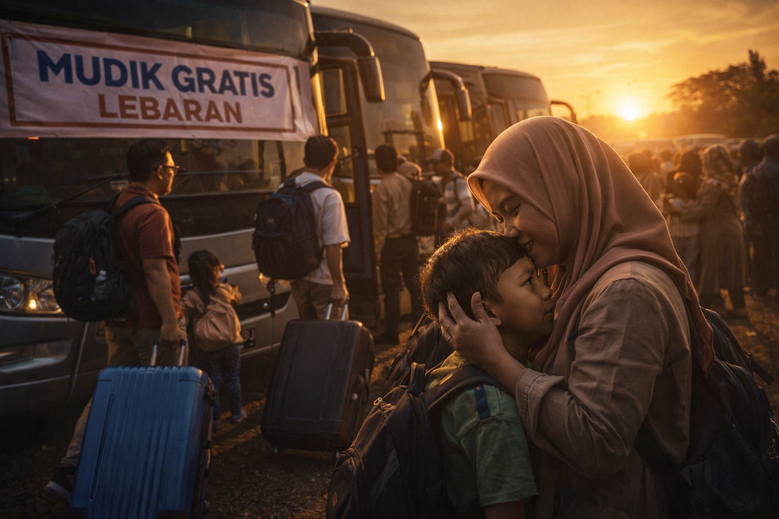 Ilustrasi Mudik naik Bus_foto AI