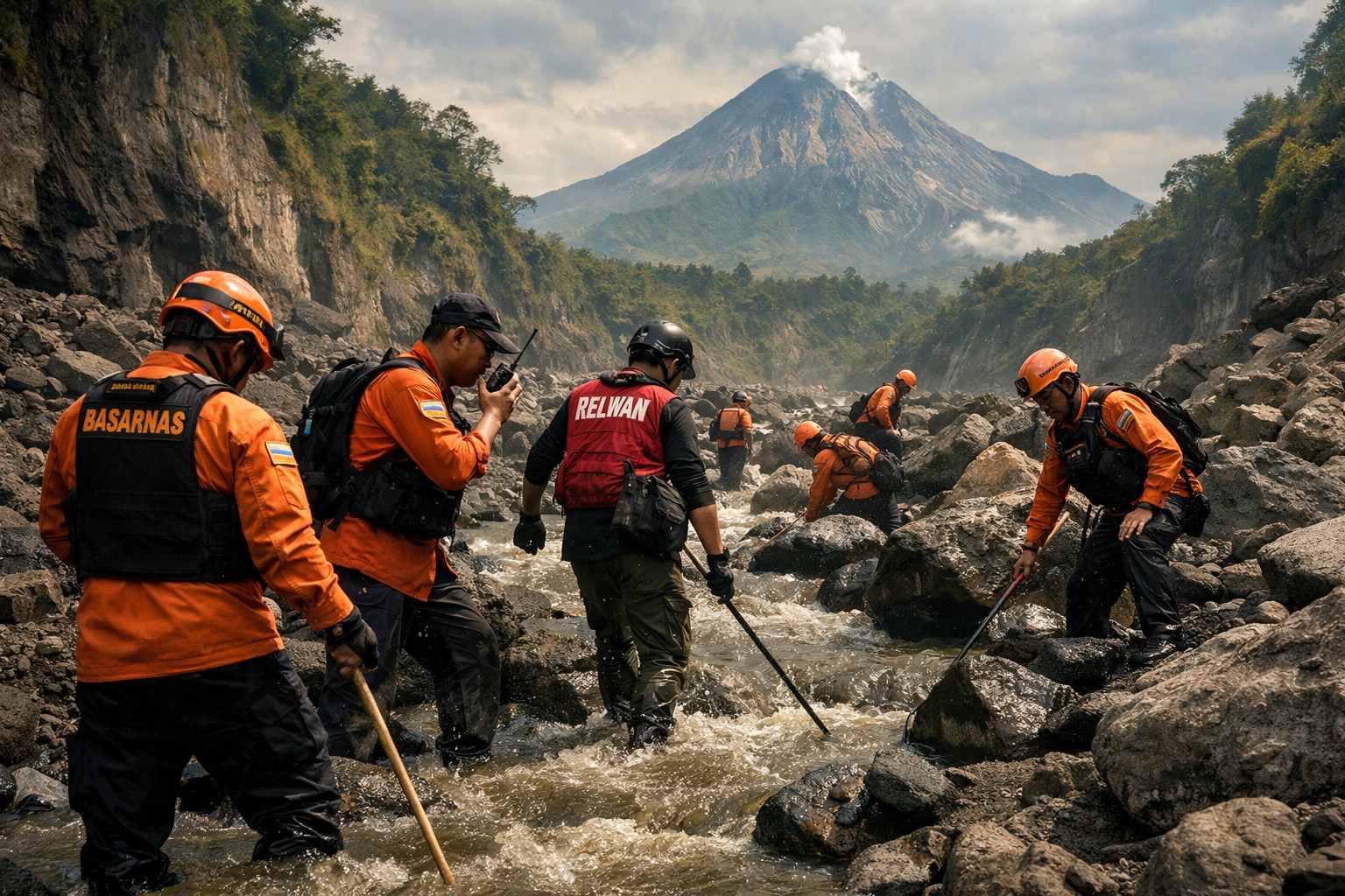 ilustrasi Tim SAR Gabungan lakukan pencarian korban banjir lahar merapi