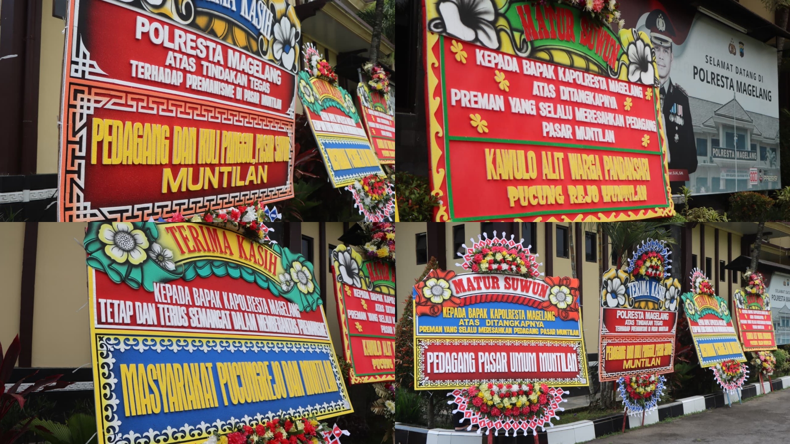 Pedagang Pasar Muntilan Kirim Karangan Bunga ke Polresta Magelang, Ada Apa?