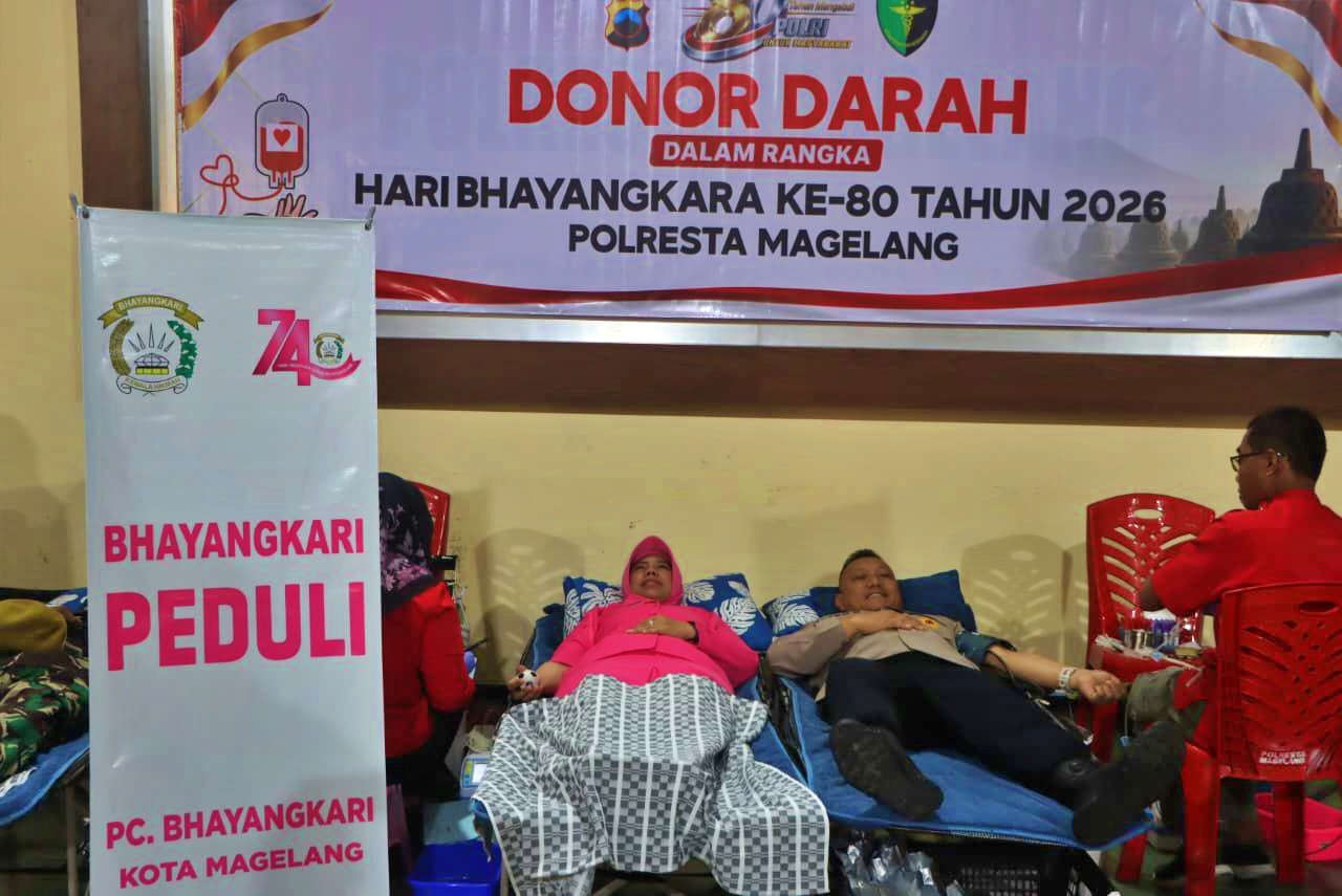 Donor Darah HUT Bhayangkara ke-80, Polresta Magelang Himpun 133 Kantong Darah