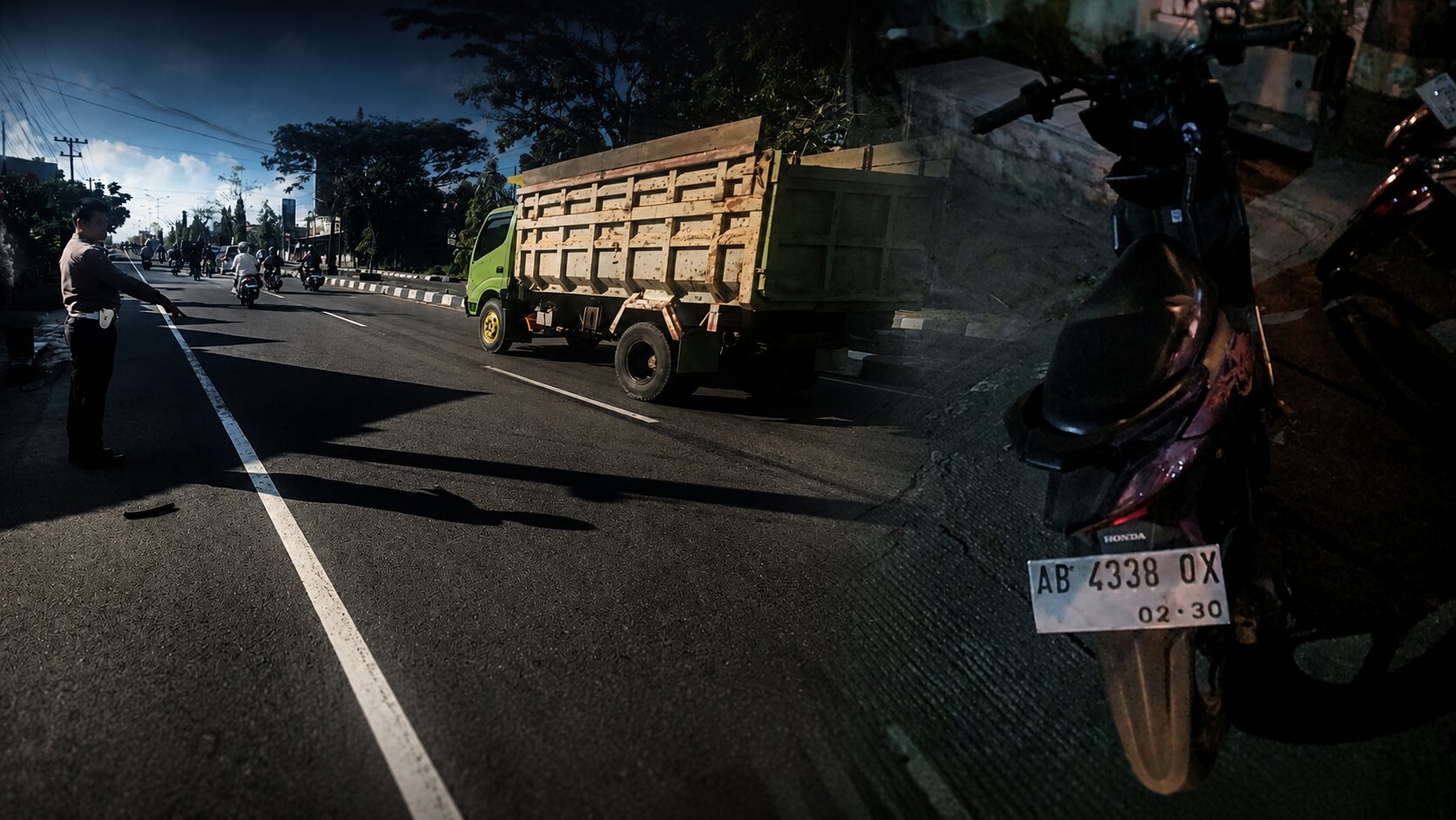 Polisi lakukan pengecekan lokasi kecelakaan dua sepeda motor di Pare Blondo Mungkid Magelang