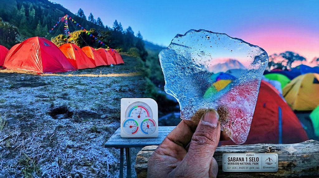 Embun Beku Muncul di Gunung Merbabu, Ini Penyebab Suhu Turun hingga Minus 1 Derajat