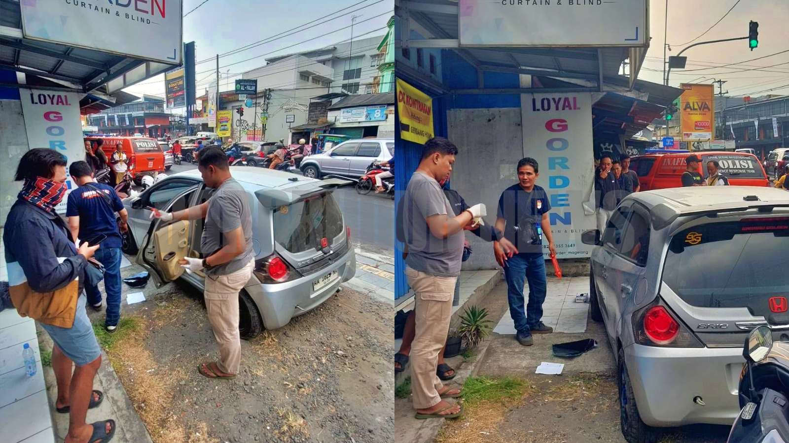 Polisi olah TKP kasus pecah kaca mobil di Magelang sebabkan korban kehilangan uang Rp 150 juta