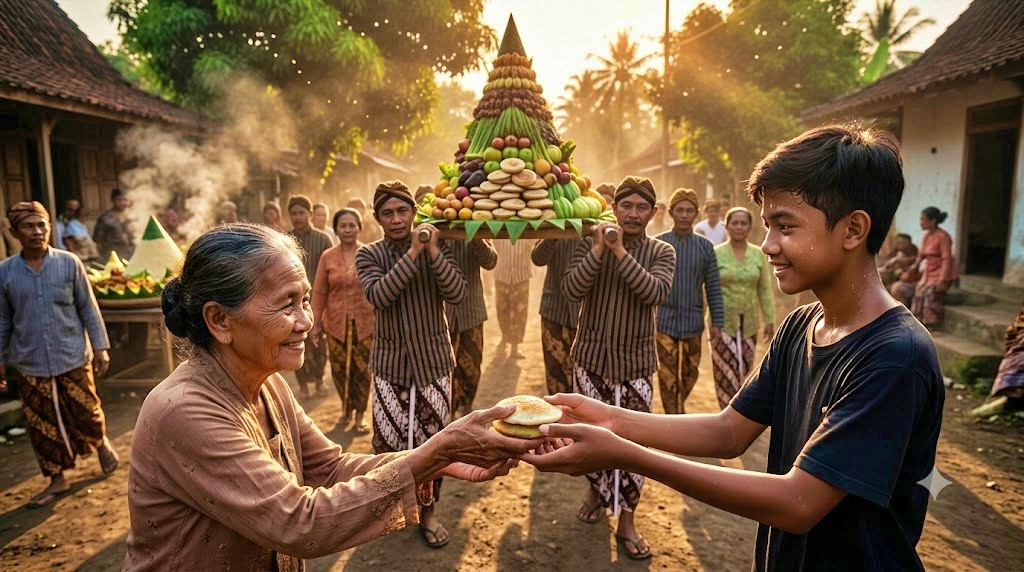 ilustrasi tradisi Saparan Masyarakat Jawa_foto AI