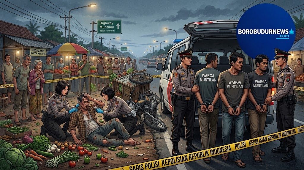 ilustrasi pedagang sayur keliling dikeroyok 3 warga dan diamankan polisi