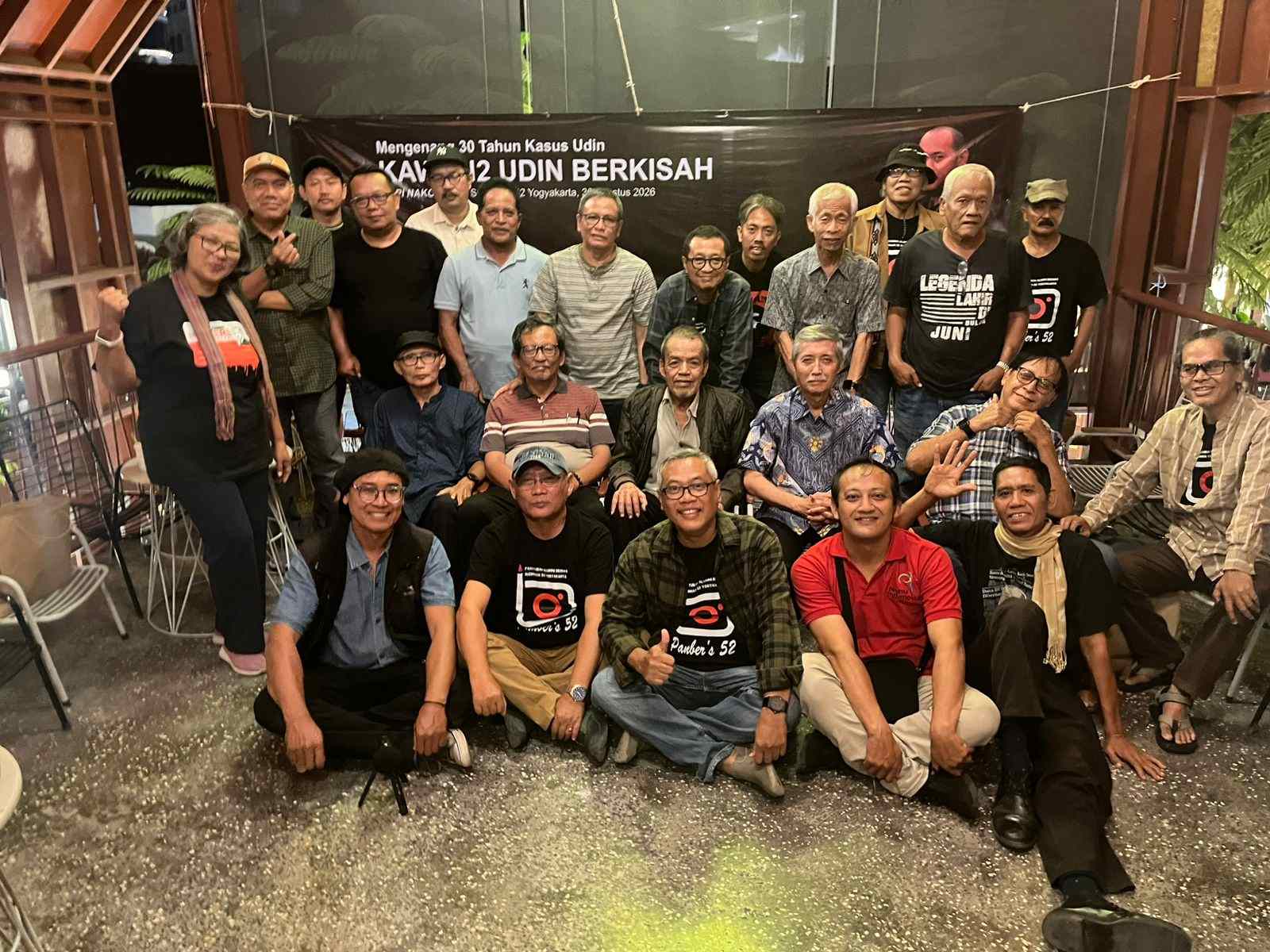 Mengenang 30 Tahun Kasus Udian Kawan2 Udin Berkisah” di Kopi Nako Jalan Jenderal Sudirman 52 Yogyakarta, Minggu 30/8/2026. (Foto : Yayasan Panbers Lima Dua)