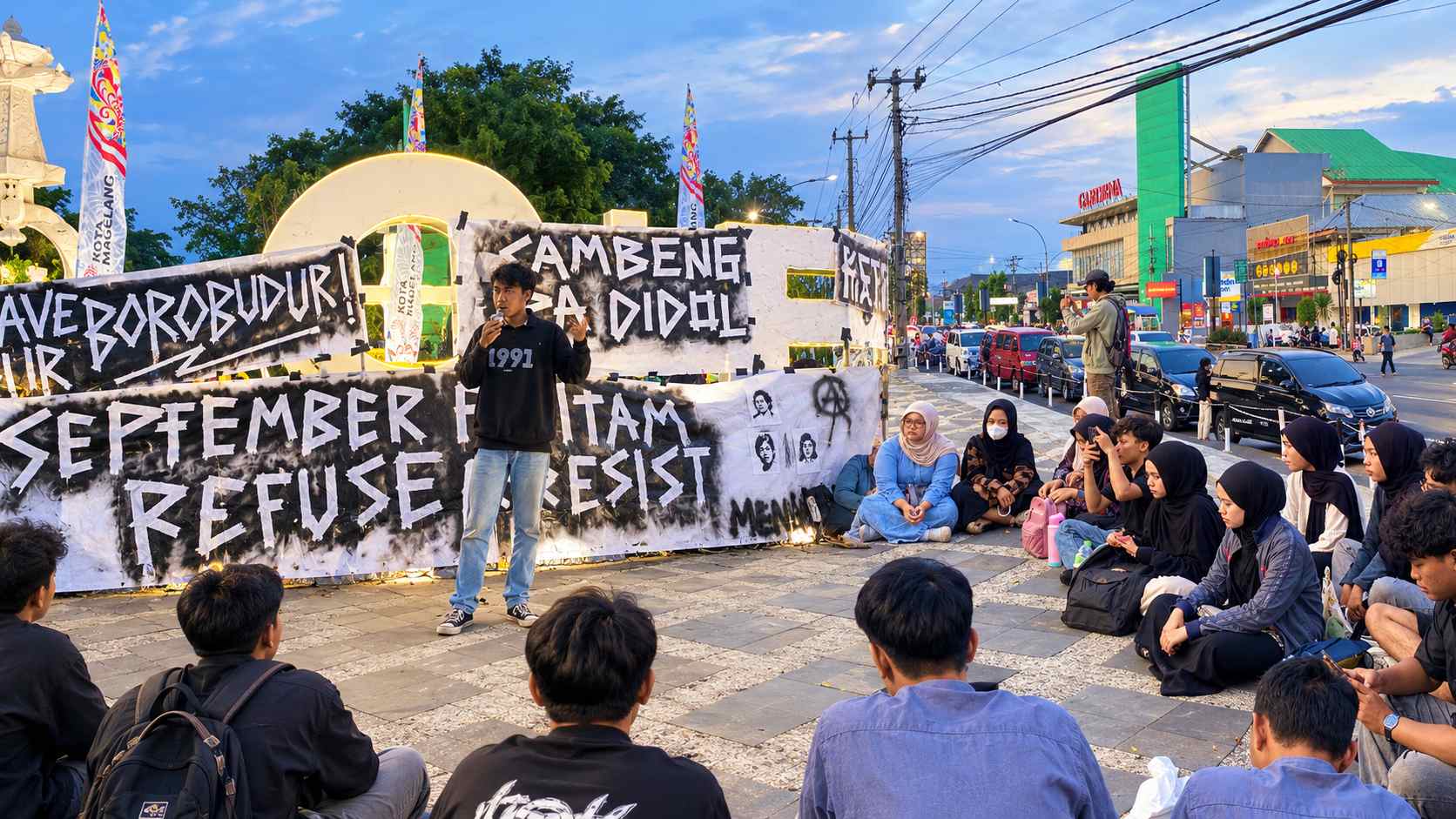 September Hitam Disuarakan di Kamisan Magelang, Aktivis Soroti HAM dan Demokrasi_foto By Edit AI Colasse