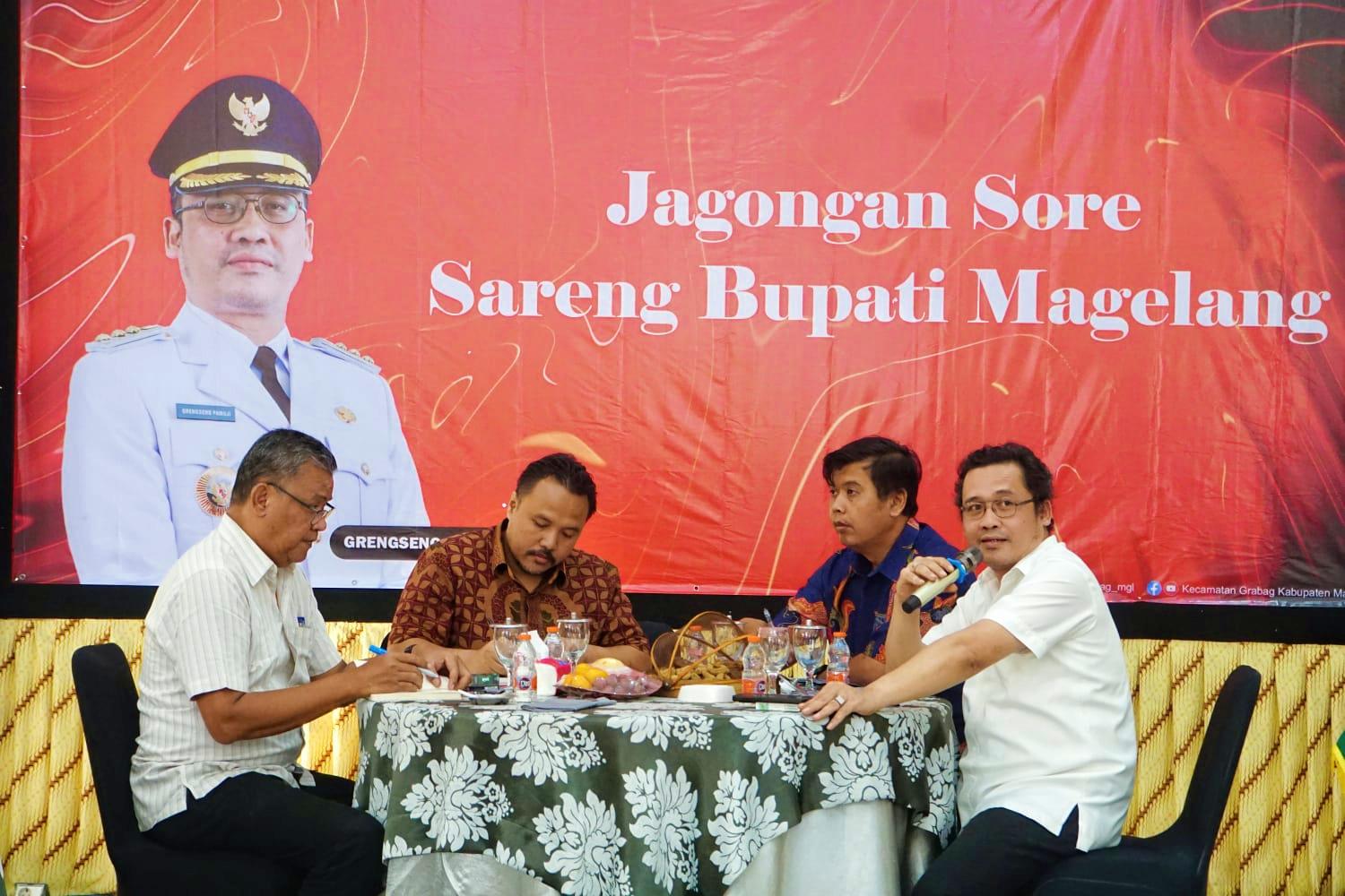 Bupati Magelang Grengseng Pamuji menghadiri kegiatan Jagong Sore Bersama Bupati Magelang.