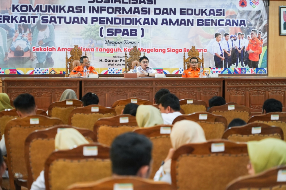 Sosialisasi Pembentukan Satuan Pendidikan Aman Bencana (SPAB) di Aula Adipura Kencana, Kota Magelang, Rabu (21/10/2026). (foto: Bagian Prokompim Kota Magelang)